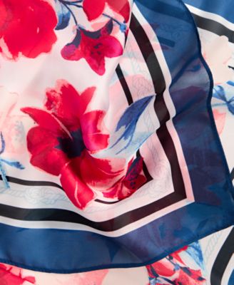 Bordered Floral Square Scarf