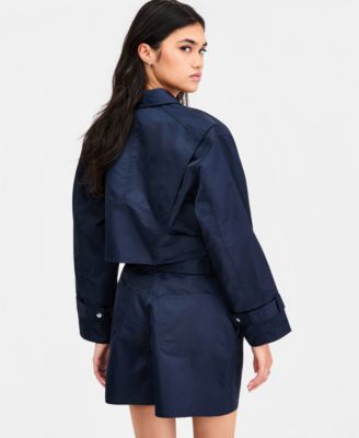 Women's Cropped Belted-Cuff Jacket