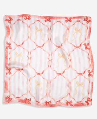 Ribbon Bow Print Square Scarf