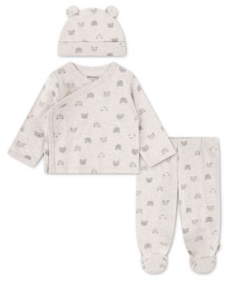Baby Boys' Printed Top, Footed Pants and Hat, 3-Piece Set