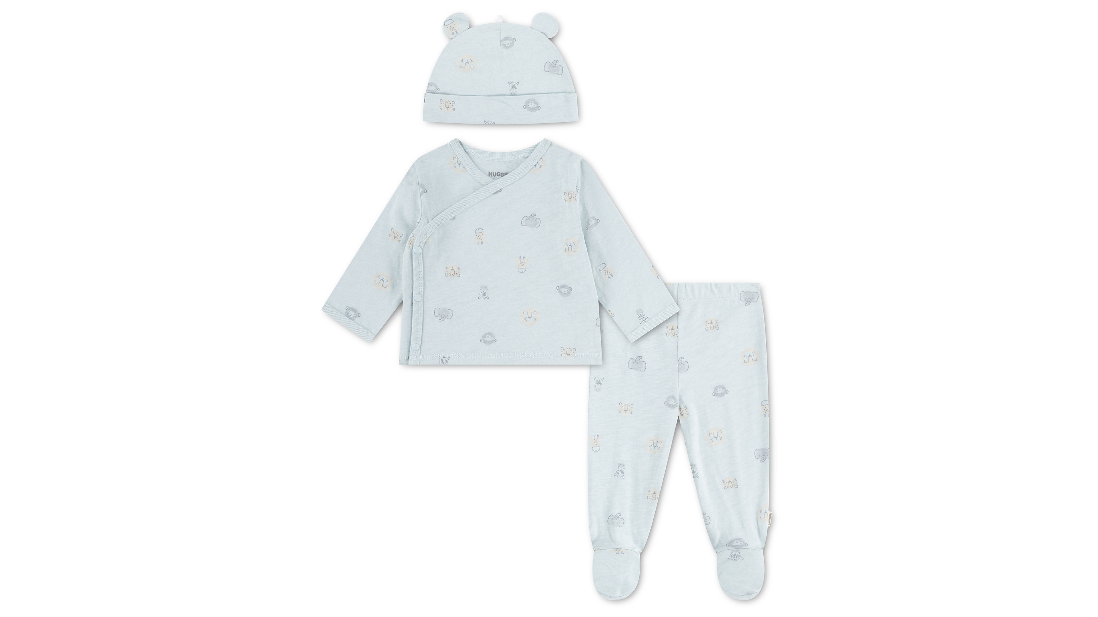 Huggies Baby Boys' Printed Top, Footed Pants and Hat, 3-Piece Set