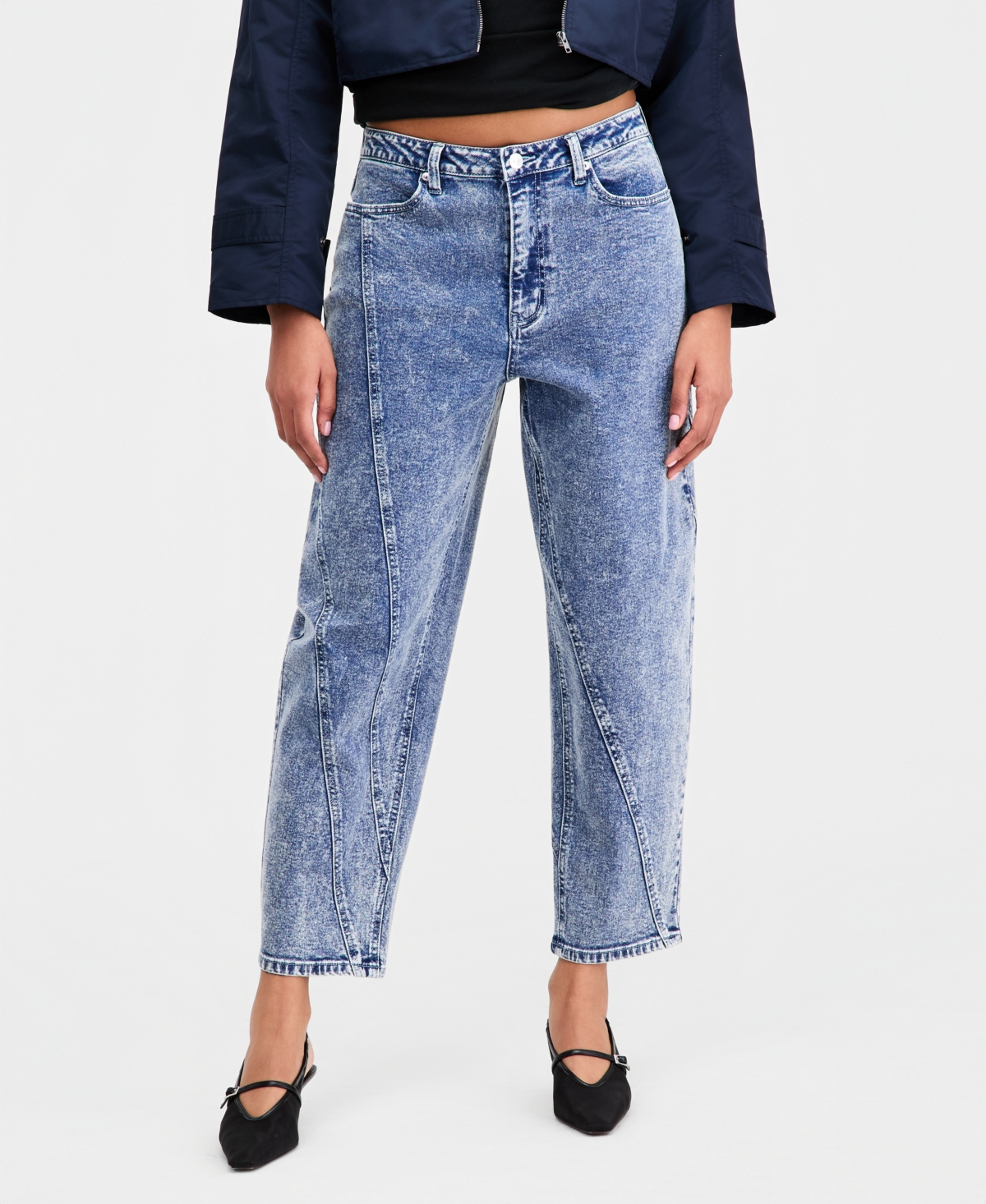 Bar Iii Women's Twisted-Seam Acid-Wash Jeans, Macy's Exclusive