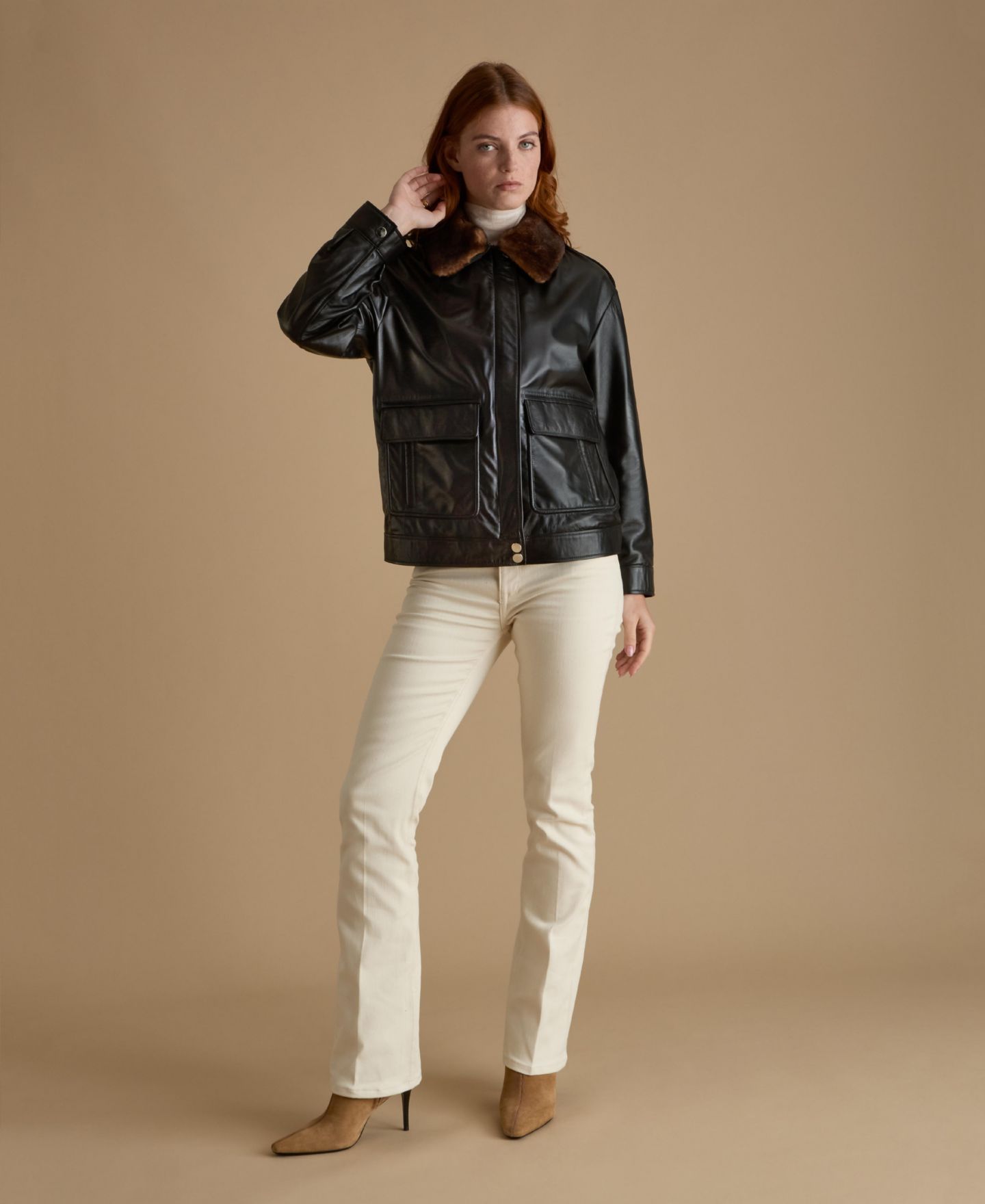 Женская куртка Furniq UK Alma Leather, цвет: Чёрный — фото 2