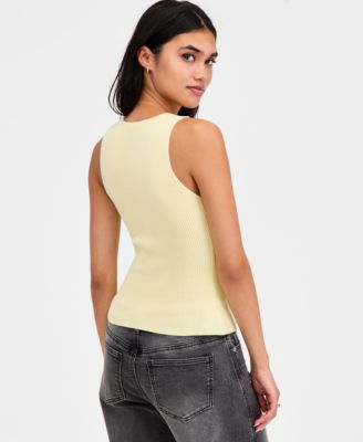 Women's Ribbed Button-Front Top