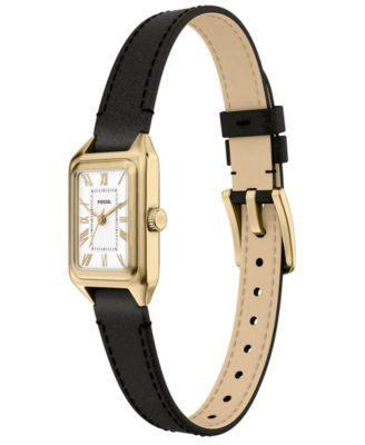 Women's Raquel Three-Hand Black Leather Watch, 18mm