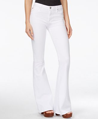 white flare leg jeans