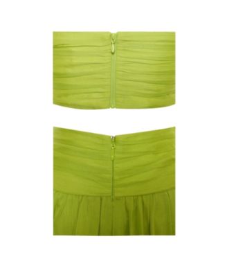 Women's Quinby Lemon Chiffon Pleated Lace Up Maxi Dress