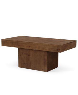 47.24" Solid Wood Coffee Table for Living Room, Mid Century Modern Rectangle Center Cocktail Table, Walnut Brown