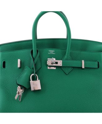 Birkin 25 Handbag Green Togo with Palladium Hardware