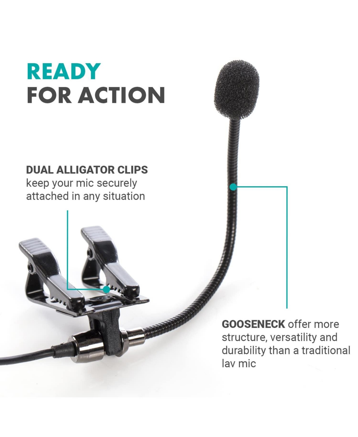 Movo ACM400 Flexible Gooseneck Omnidirectional Microphone for Motovlogging