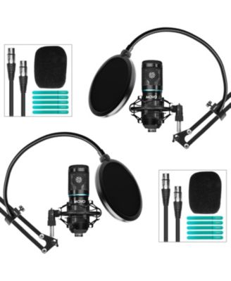 Photo 2-Pack Universal Cardioid Podcasting Microphone Bundle with Articulating Scissor Arm and Pop Filter