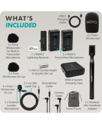 WMX-2-L-Duo Dual Wireless Lavalier Microphone for iPhone/Lightning Devices with WMX-HM Handheld Adapter