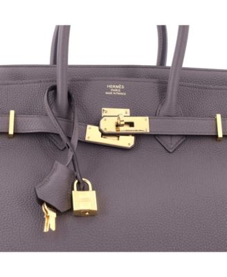 Pre-Owned HERMES Birkin 35 Handbag Grey Togo with Gold Hardware