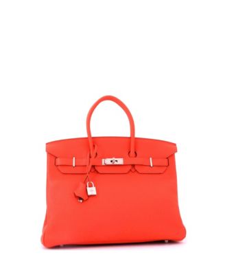 Pre-Owned HERMES Birkin 35 Handbag Orange Togo with Palladium Hardware
