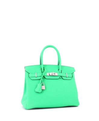 Pre-Owned HERMES Birkin 30 Handbag Green Togo with Palladium Hardware