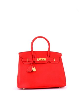 Birkin 30 Handbag Red Clemence with Gold Hardware