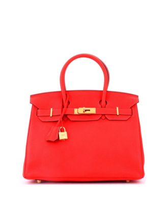 Birkin 30 Handbag Red Clemence with Gold Hardware