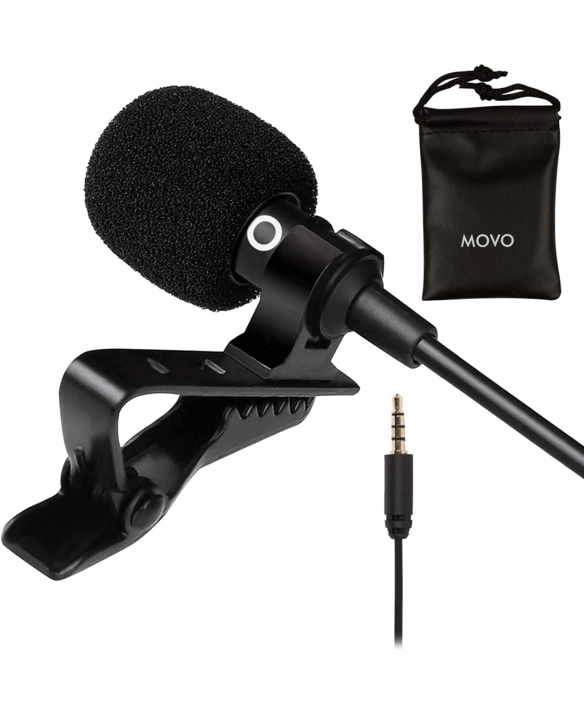 Movo PM10 Deluxe Lavalier Lapel Clip-on Omnidirectional Condenser Microphone for Smartphones