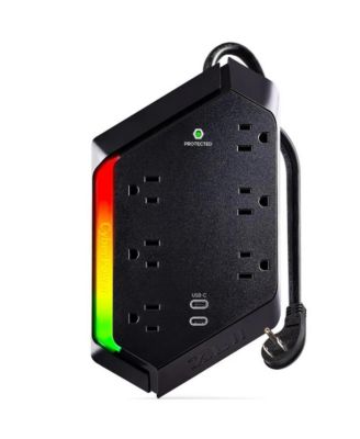 6-Outlet RGB Surge Strip with USB-C and USB Ports for Home Electronics Power Protection