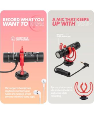 DoubleMic V2 Two-Sided Shotgun Mic for Camera Vlogging - Dual Capsule External Microphone for iPhone, Android, Smartphones and DSLR Camcorders