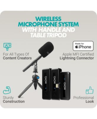 Wireless Mini Wireless Microphone for iPhone Podcast Equipment Bundle with WMX-HM Handle (Lightning)