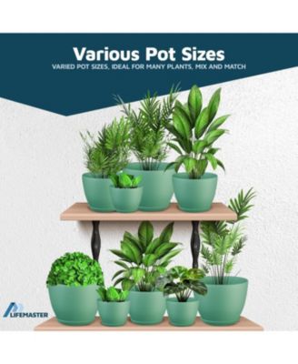 Brown plant pots 15-pack with drainage holes & saucers indoor outdoor  planters for flowers & houseplants durable weatherproof design