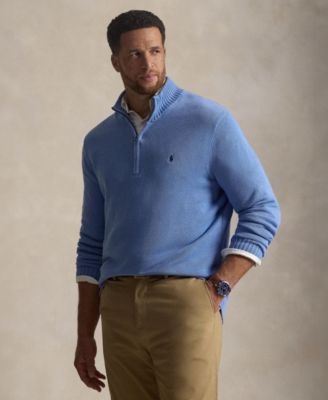 Men's Big & Tall Cotton Quarter-Zip Sweater
