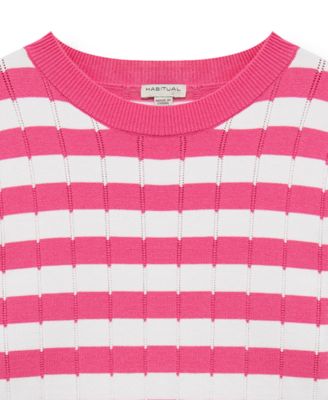Girls' 7-16 Mixed Stripe Sweater and Shorts, 2-Piece Set