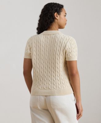 Plus Size Cable-Knit Polo Shirt