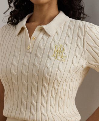 Plus Size Cable-Knit Polo Shirt