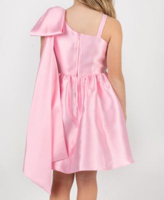 Girls' 7-16 Mikado Asymmetrical Bow Shoulder Dress