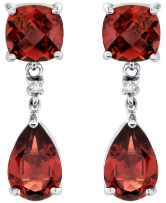 Garnet (5-19/40 ct. t.w.) & Diamond Accent Drop Earrings in Sterling Silver