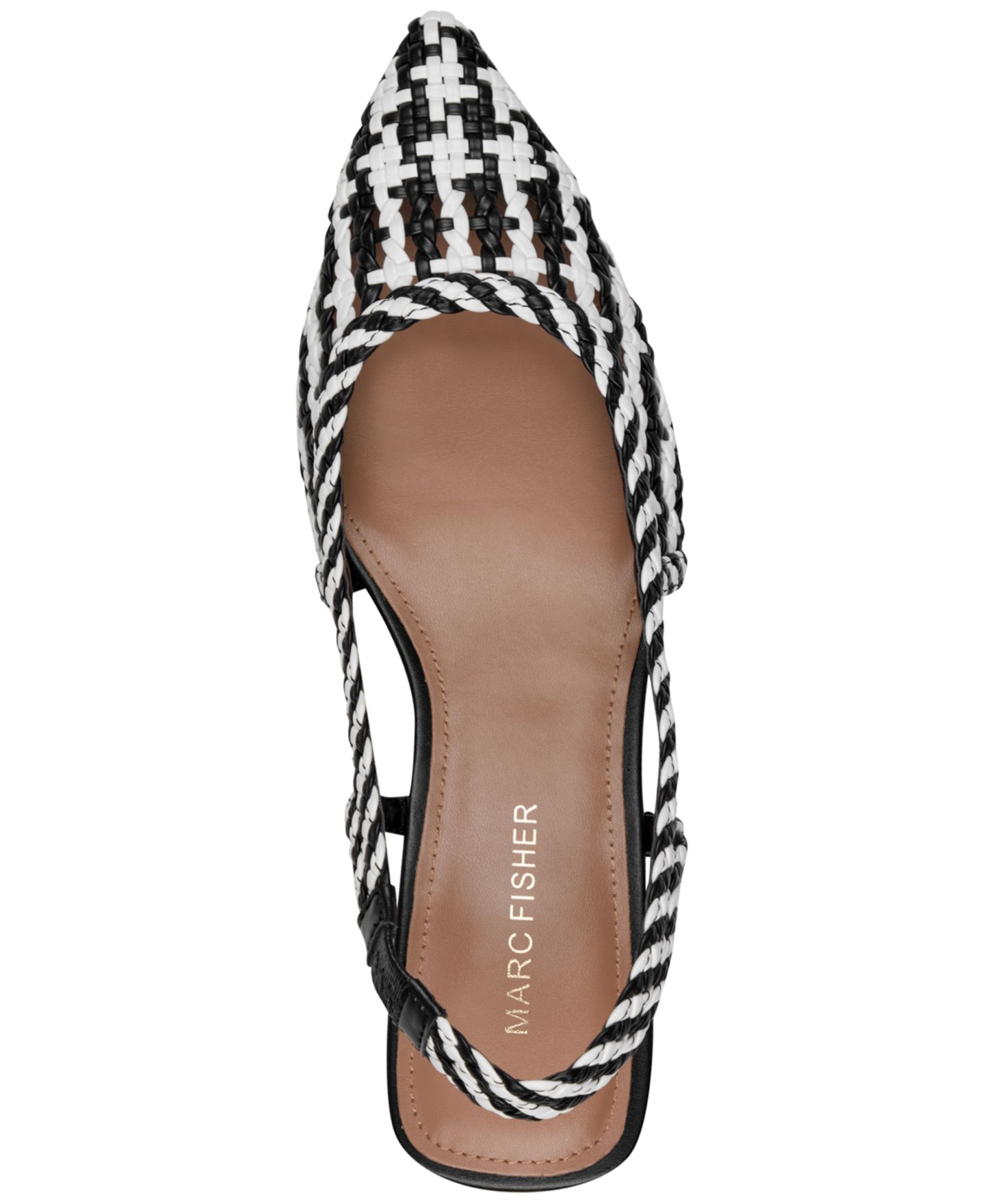 Женские туфли Marc Fisher Latiya Woven Slingback Dress Pumps, цвет: Чёрный / Белый — фото 4