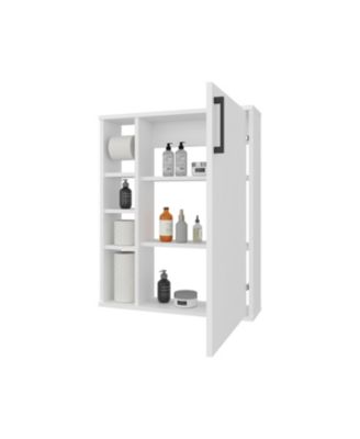 Yoder, Bathroom Cabinet, 4 Open Shelves, 1 Door, White