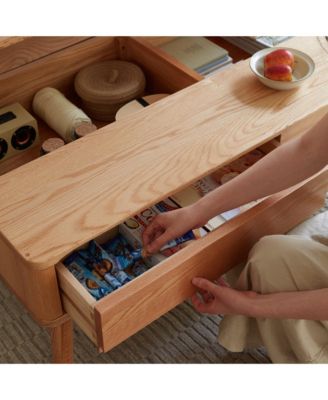 Solid Wood Lift-Top Coffee Table with Hidden Storage & Rounded Corners
