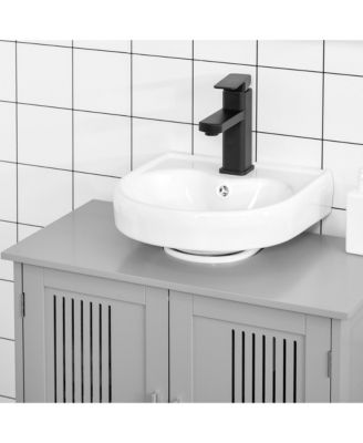 Bathroom Pedestal Under Sink Cabinet with Storage Shelf