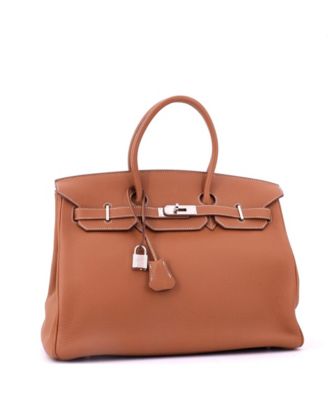 Pre-Owned HERMES Birkin 35 Handbag Brown Togo with Palladium Hardware
