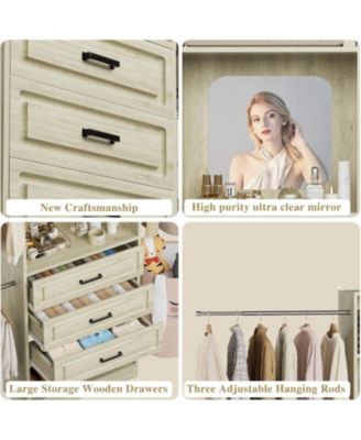 48-96 Inch Adjustable Closet Organizer with Drawers and Mirror