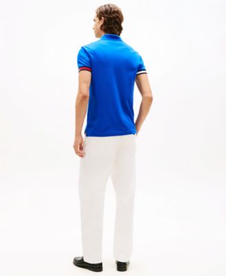 Men's Liquid Cotton Red, White, and Blue Cuff Polo Shirt