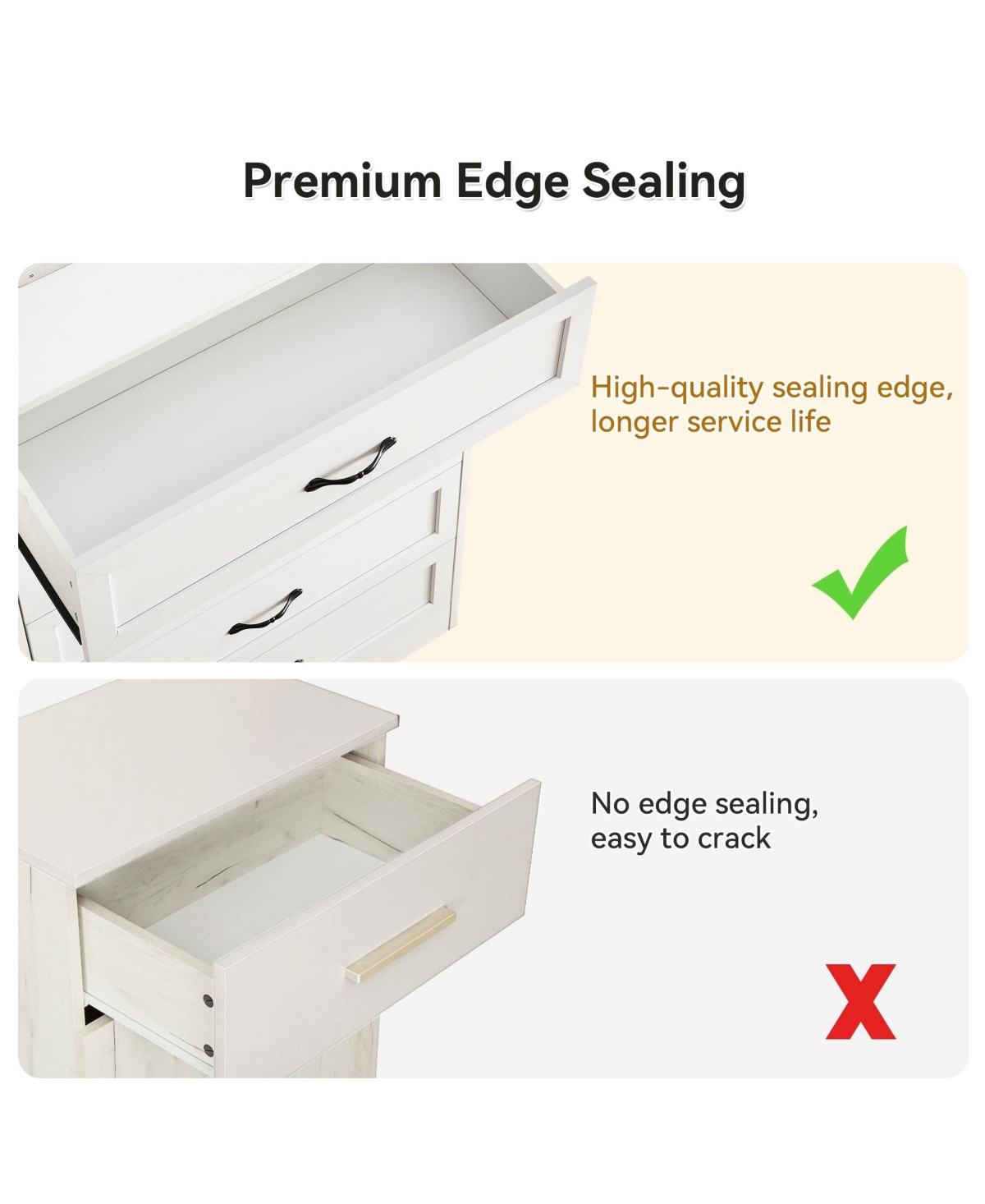 gaomon 5 Drawer White Modern Dresser, Chest of Drawers Organizers, Closet Storage Cabinet for Bedroom