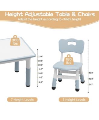 Adjustable Kids Table & 4 Ergonomic Chairs Set, Multi-Activity Graffiti Desktop, Non-Slip, Ages 2-8, Home, Preschool