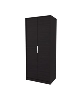 Wardrobe Berlin, Two Doors, Hanging Rod, Two Shelves, Shoe Rack, Bedroom, Wengue
