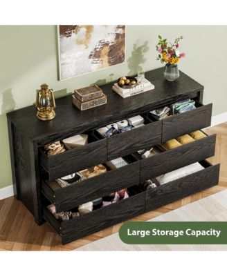 7 Drawer Dresser for Bedroom, Wide Wood Chest of Drawers Handle Free