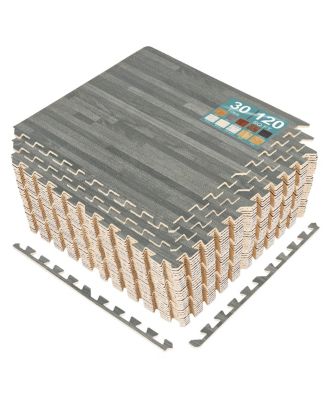 120 Sq. Ft. Interlocking EVA Foam Wood Grain Floor Tiles 3/8-Inch Thick with Borders