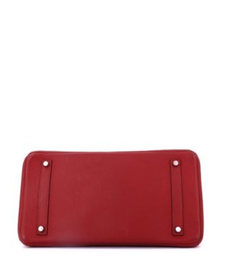 Birkin 35 Handbag Red Clemence with Palladium Hardware