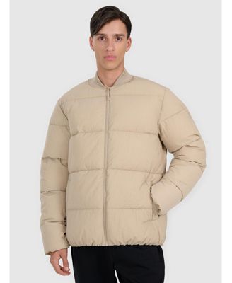 Men's down jacket with synthetic filling - beige