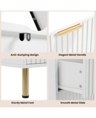 6-Drawer Modern Fluted White Dresser, 47.2 Inch Wide Chest, Deep Drawers, TV Stand, Organizer for Bedroom, Living Room, Kids Room