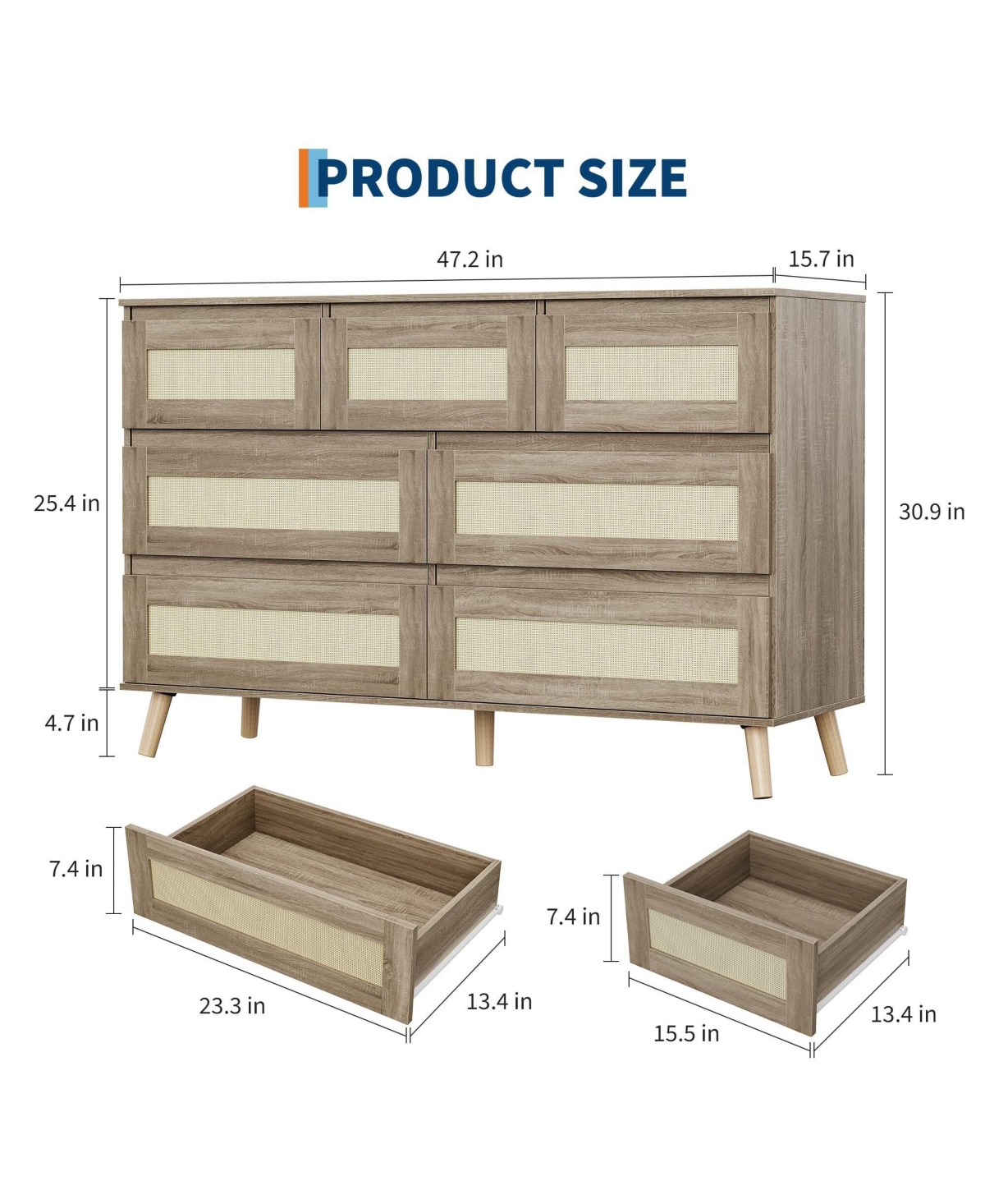 gaomon 7-Drawer Wooden Bedroom Dresser