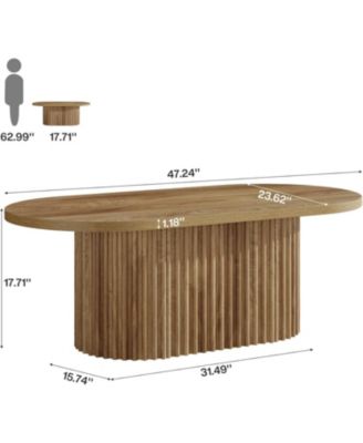 Oval Coffee Table, 47.2", Fluted Design