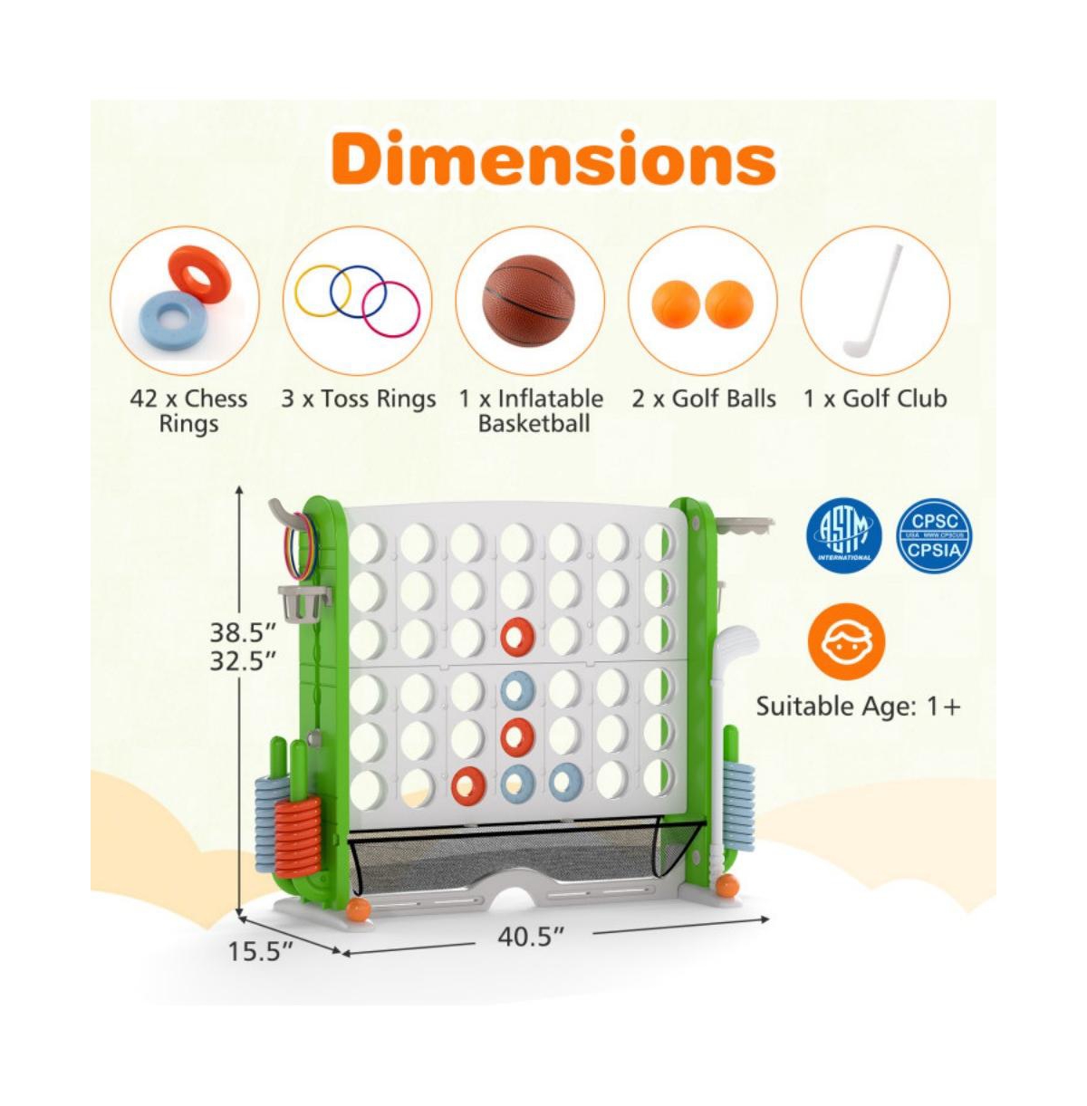 Hongge Giant Four Game Activity Set with Adjustable Height and Outdoor Family Play Features